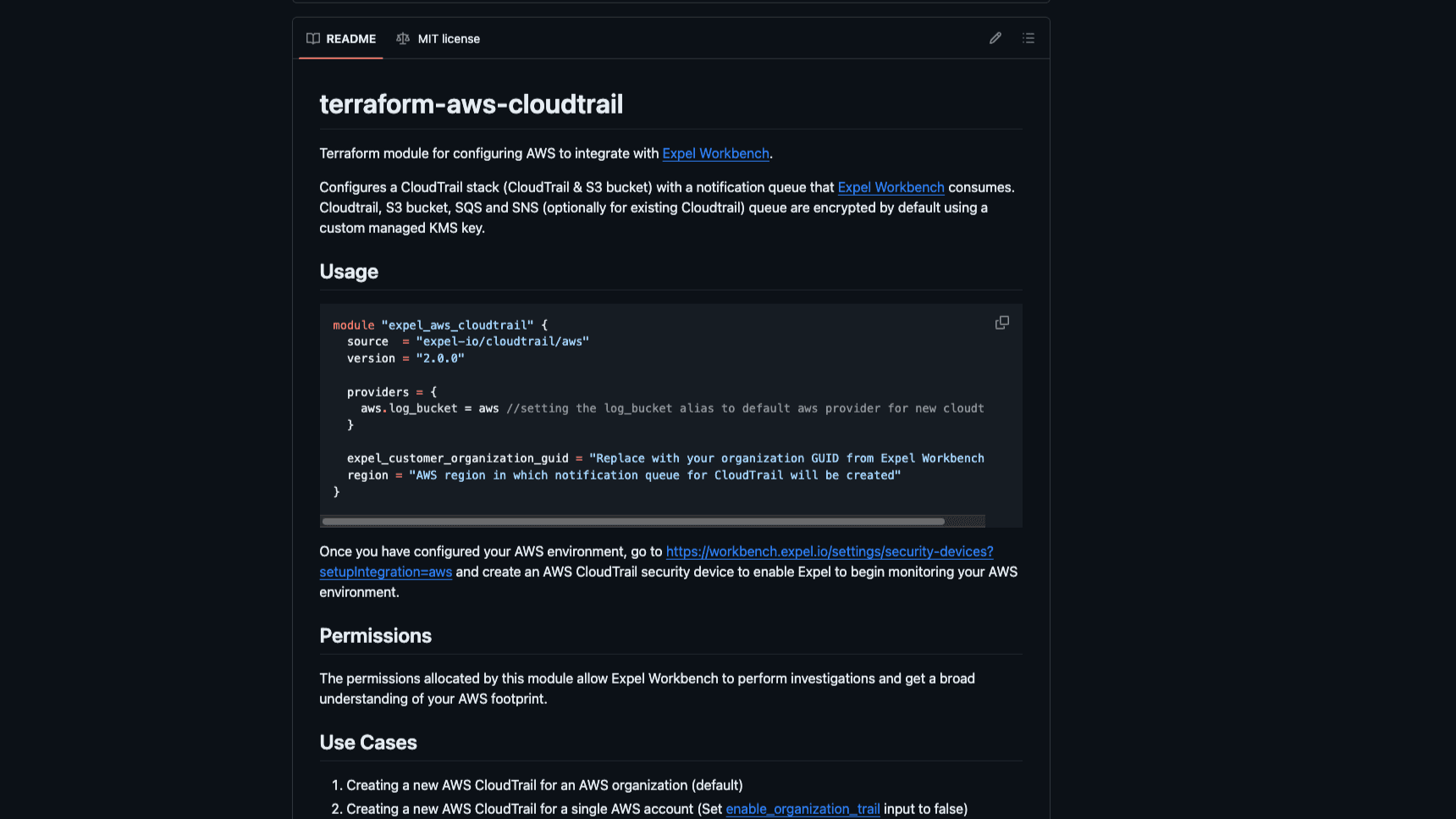Terraform AWS CloudTrail Module screenshot